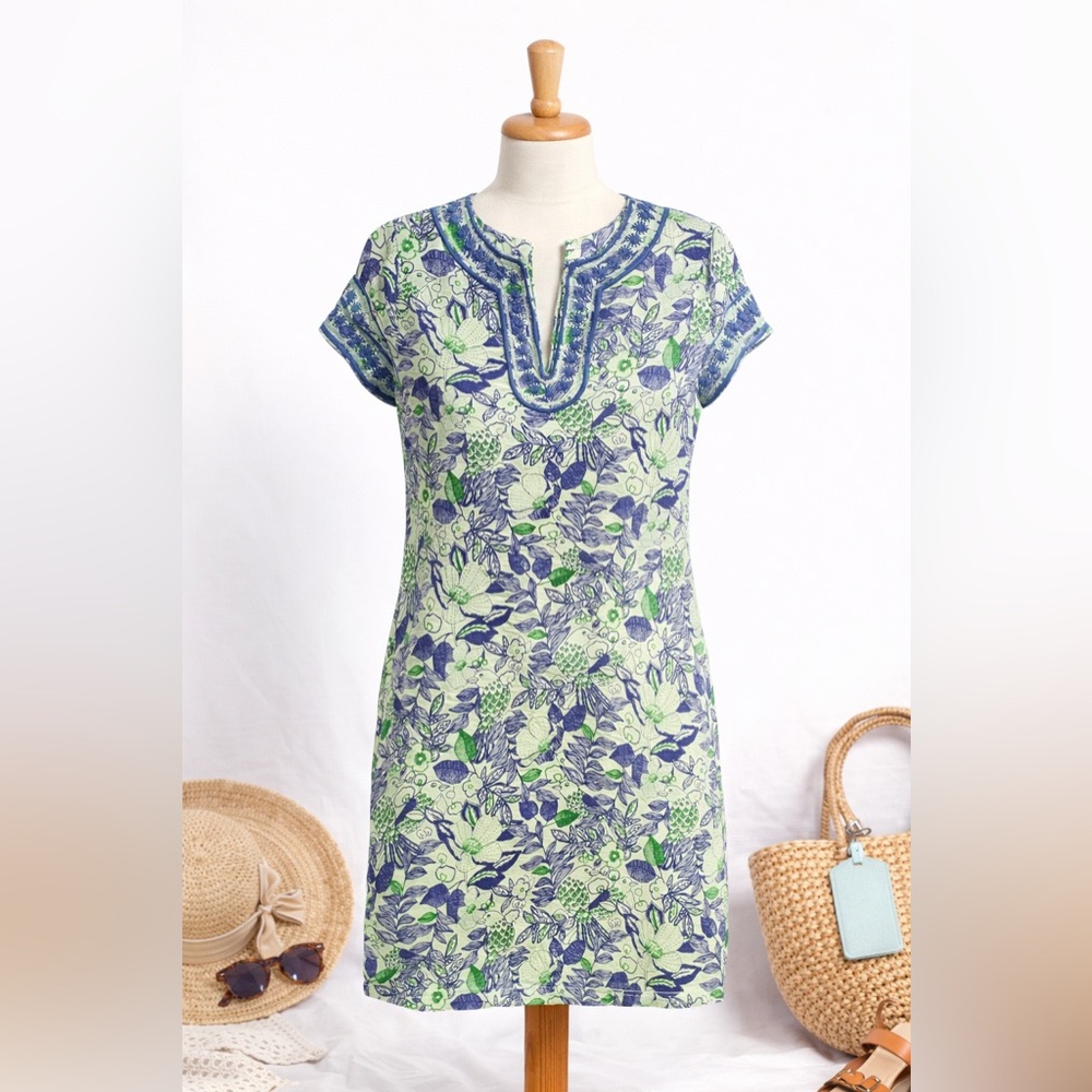 Vineyard Vines Cordia Linen Blend Shift Dress Floral Resort Travel sz 6